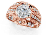 Rose gold Round Diamond Pave Art Deco Split Shank Ring with Four-Prong Setting_27