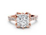 Rose gold Round Diamond Pave Band with Floral Prong Setting_37