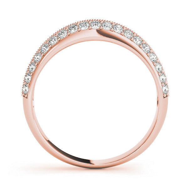 Rose gold Round Diamond Pave Eternity Band with Milgrain Edging 1