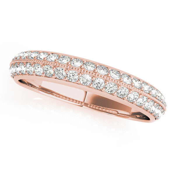 Rose gold Round Diamond Pave Eternity Band with Milgrain Edging