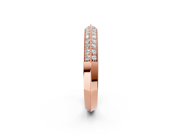 Rose gold Round Diamond Pave Eternity Band with Milgrain Edging