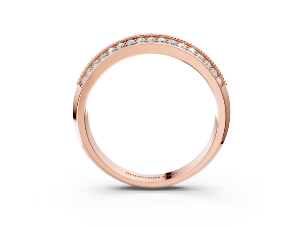 Rose gold Round Diamond Pave Eternity Band with Milgrain Edging
