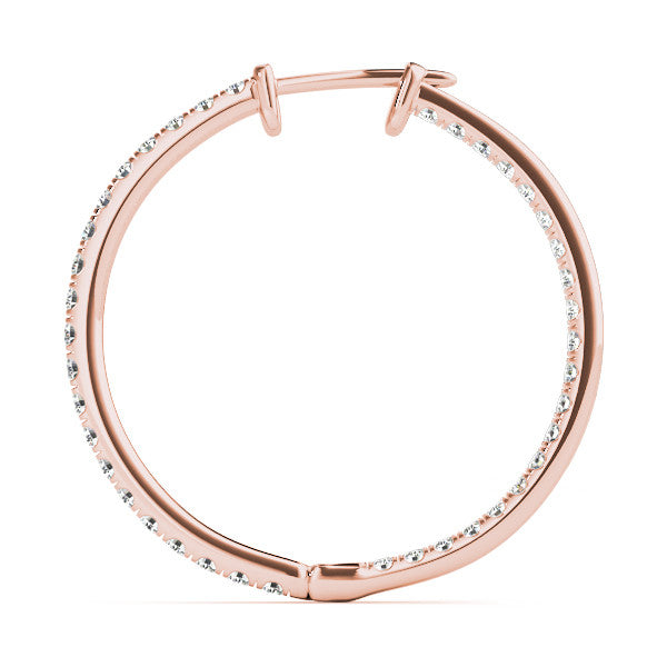 Rose gold Round Diamond Pave Hoop Earrings with Channel Setting
