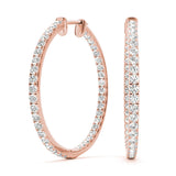 Rose gold Round Diamond Pave Hoop Earrings with Channel Setting