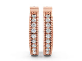 Rose gold Round Diamond Pave Hoop Earrings with Milgrain Edge_7