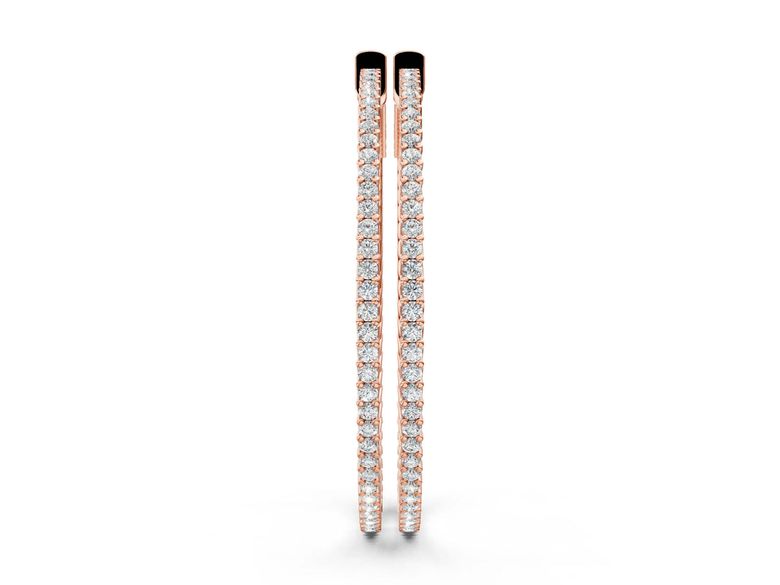 Rose gold Round Diamond Pave Hoop Earrings with Prong Setting_7