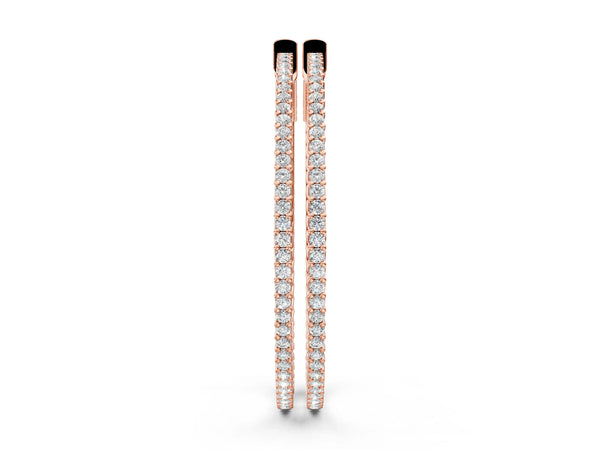 Rose gold Round Diamond Pave Hoop Earrings with Prong Setting