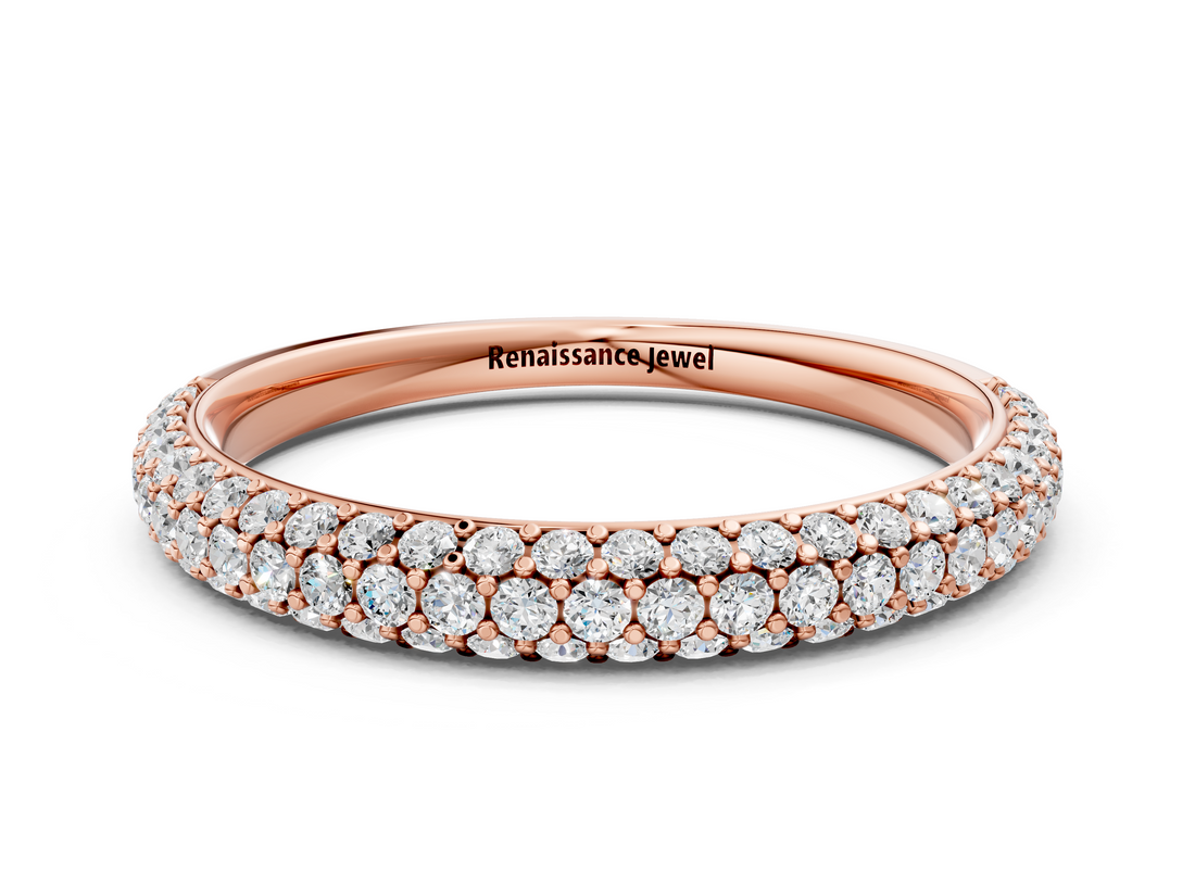 Rose gold Round Diamond Pave Set Eternity Band with Shared Prong Setting_111