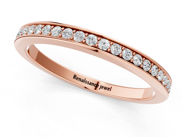 Rose gold Round Diamond Eternity Band with Pavé Setting