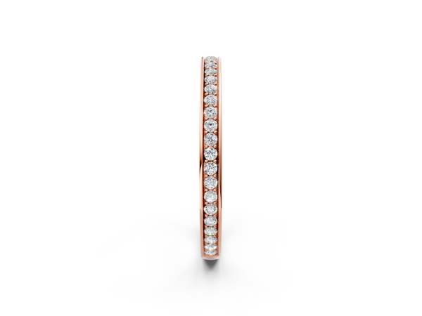 Rose gold Round Diamond Eternity Band with Pavé Setting