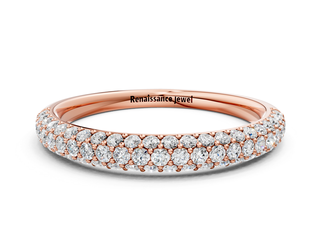 Rose gold Round Diamond Pave Set White Gold Eternity Band_20