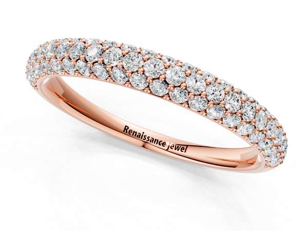 Rose gold Round Diamond Pave Set White Gold Eternity Band