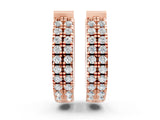 Rose gold Round Diamond Petite Double Row Huggie Hoop Earrings_10