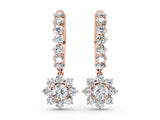 Rose gold Round Diamond Petite Hoop Earrings with Sunflower Drop