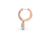 Rose gold Round Diamond Petite Hoop Earrings with Sunflower Drop_1