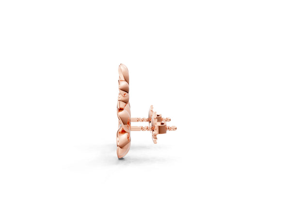 Rose gold Round Diamond Plumeria Climber Earrings