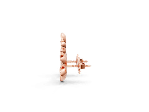 Rose gold Round Diamond Plumeria Climber Earrings_1