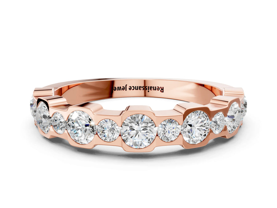 Rose gold Round Diamond Promise Ring with Round Diamond Accents