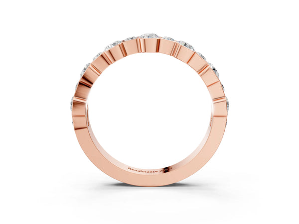 Rose gold Round Diamond Promise Ring with Round Diamond Accents