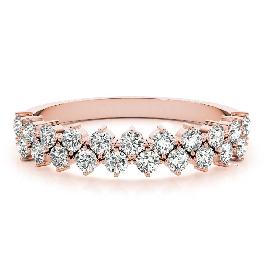 Rose gold Round Diamond Prong Set Chevron Band 1