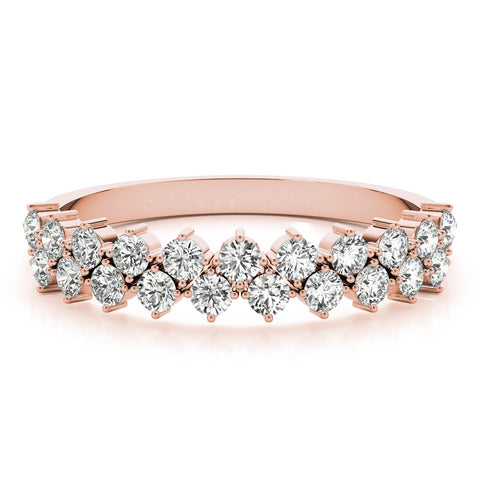 Rose gold Round Diamond Prong Set Chevron Band 1