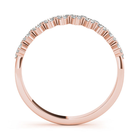 Rose gold Round Diamond Prong Set Chevron Band 2