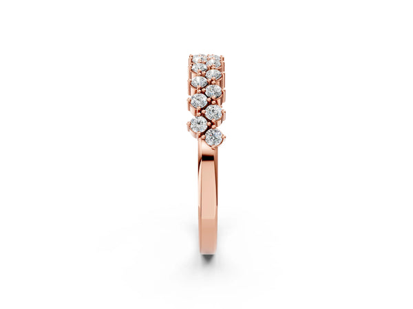Rose gold Round Diamond Prong Set Chevron Band