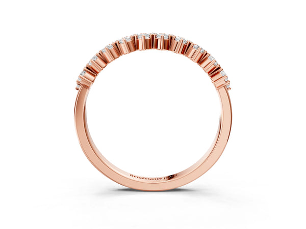 Rose gold Round Diamond Prong Set Chevron Band