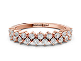 Rose gold Round Diamond Prong Set Chevron Band_9