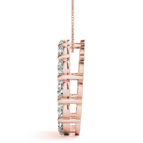 Rose gold Round Diamond Prong-Set Circle Pendant 2