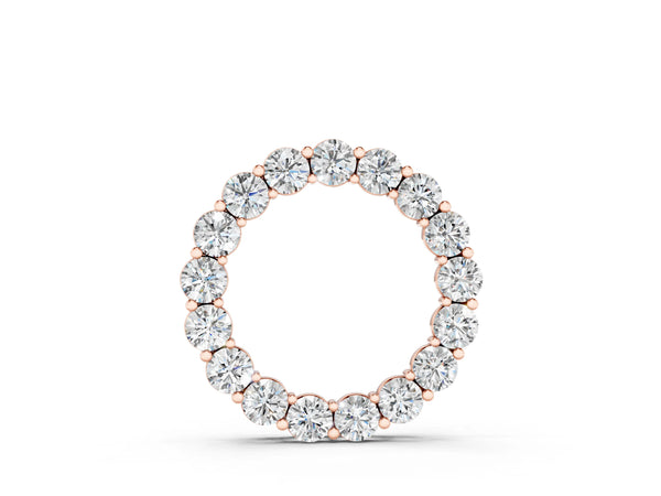 Rose gold Round Diamond Prong-Set Circle Pendant