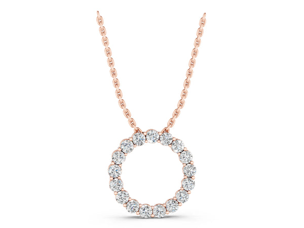 Rose gold Round Diamond Prong-Set Circle Pendant