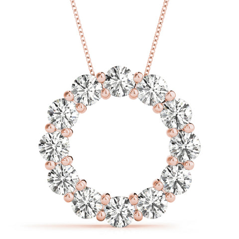 Rose gold Round Diamond Prong-Set Circle Pendant
