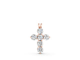 Rose gold Round Diamond Prong Set Cross Pendant_34