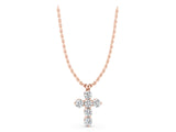 Rose gold Round Diamond Prong Set Cross Pendant_35