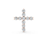 Rose gold Round Diamond Prong-Set Cross Pendant_66
