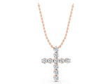 Rose gold Round Diamond Prong-Set Cross Pendant_67