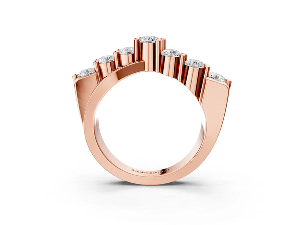 Rose gold Round Diamond Prong-Set Crossover Band
