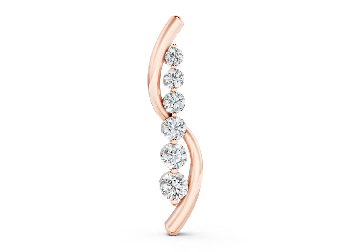 Rose gold Round Diamond Prong-Set Curved Pendant_6