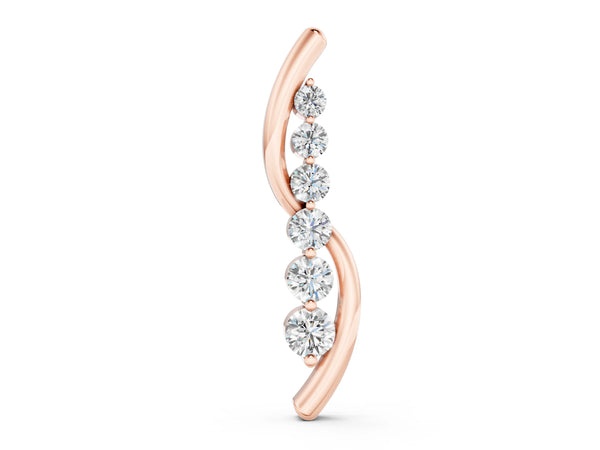 Rose gold Round Diamond Prong-Set Curved Pendant