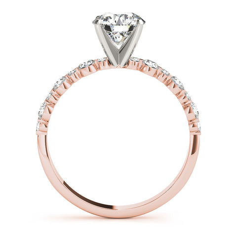 Rose gold Round Diamond Prong Set Engagement Ring with Pave Band 2