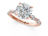 Rose gold Round Diamond Prong Set Engagement Ring with Pave Band_216