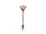 Rose gold Round Diamond Prong Set Engagement Ring with Pave Band_217