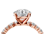 Rose gold Round Diamond Prong Set Engagement Ring with Pave Band_219