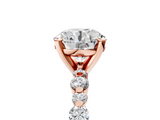 Rose gold Round Diamond Prong Set Engagement Ring with Pave Band_220