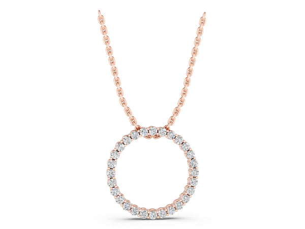Rose gold Round Diamond Prong Set Eternity Pendant