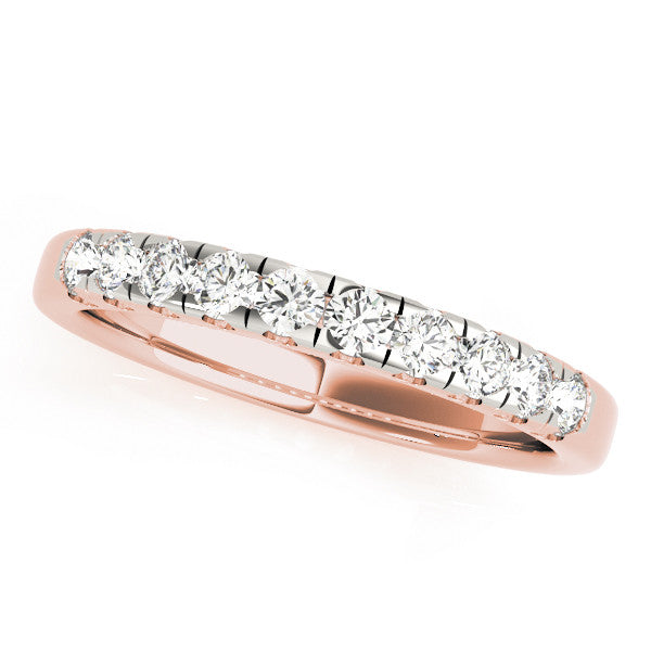 Rose gold Round Diamond Prong Set Half Eternity Band 1