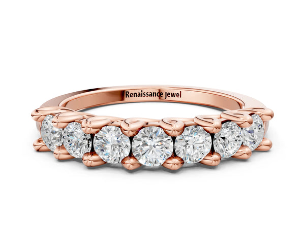 Rose gold Round Diamond Prong-Set Half Eternity Band