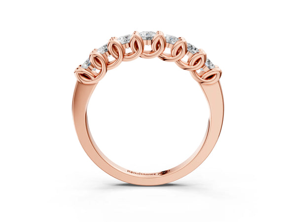 Rose gold Round Diamond Prong-Set Half Eternity Band
