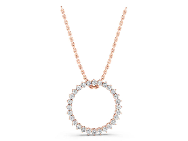 Rose gold Round Diamond Prong-Set Halo Pendant